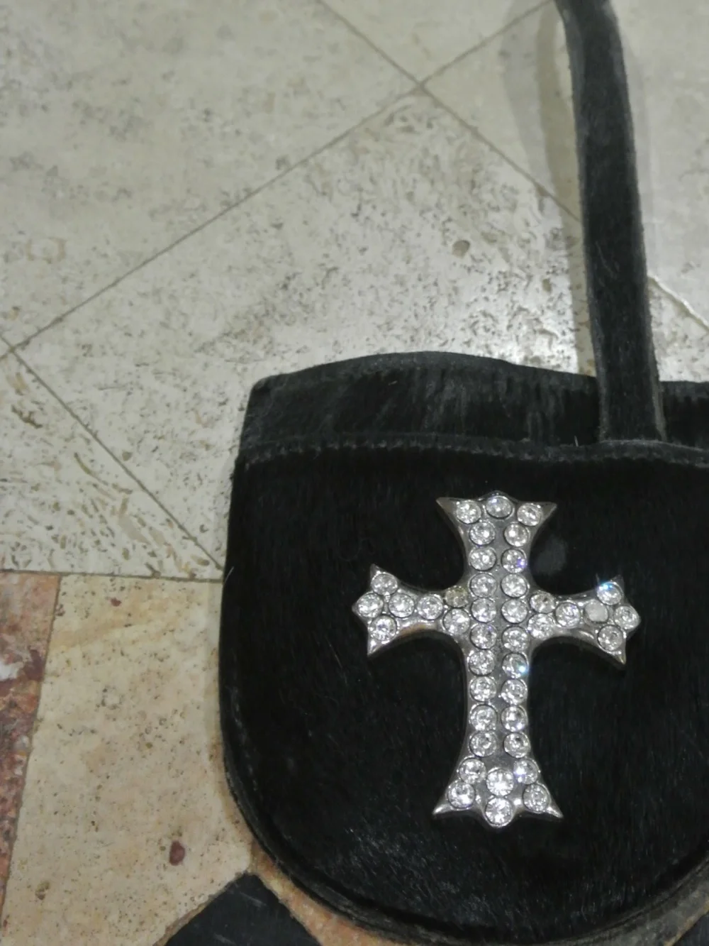 LEATHER BLACK COWHIDE PURSE CHARM